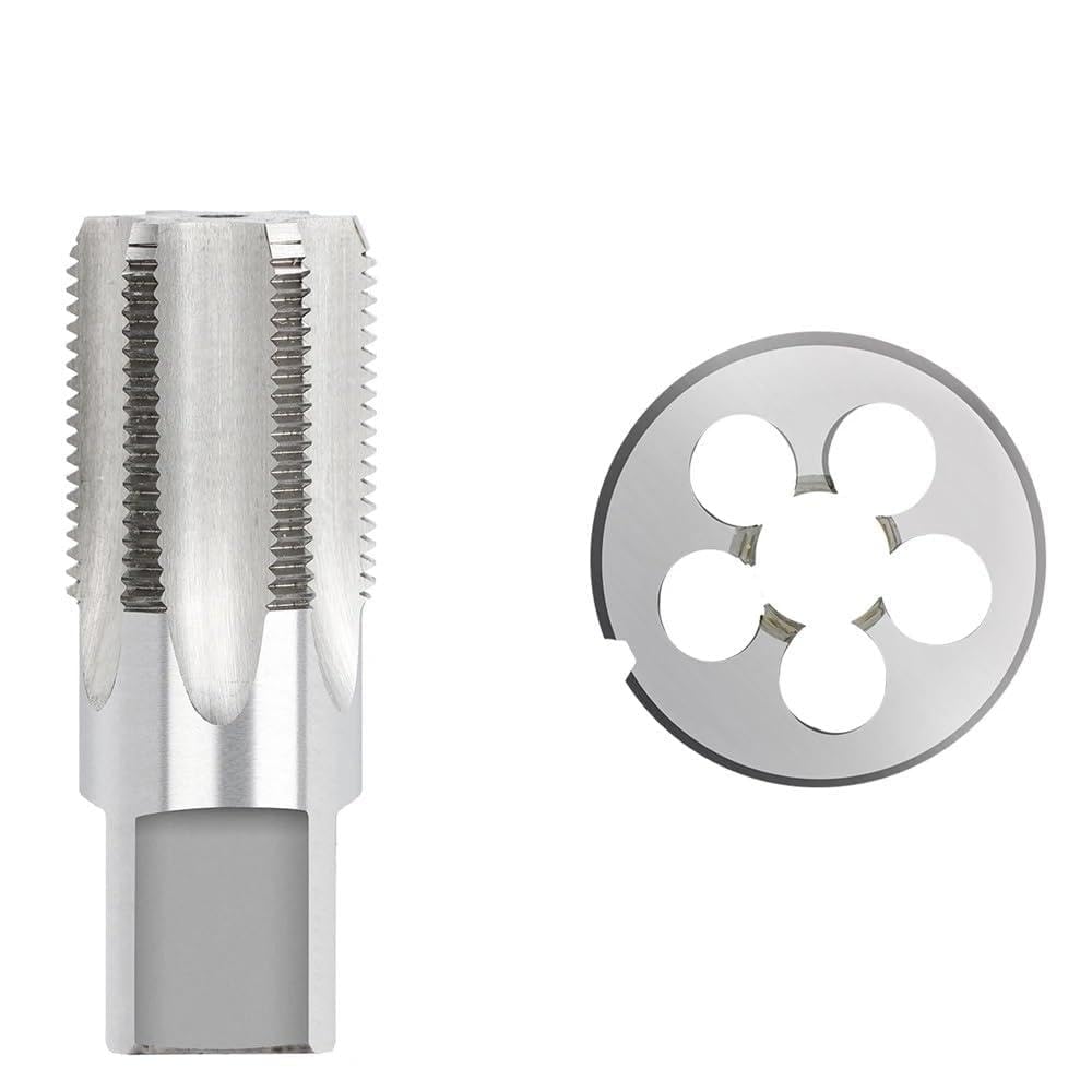 Jeu de tarauds et filières, G NPT 55 °/60 ° 1/8 1/4 3/8 pouces, utilisé for les outils de taraudage de filetage de tuyau, jeu de matrices de taraudage de filetage de tuyau de 2 pièces(NPT 3/8)