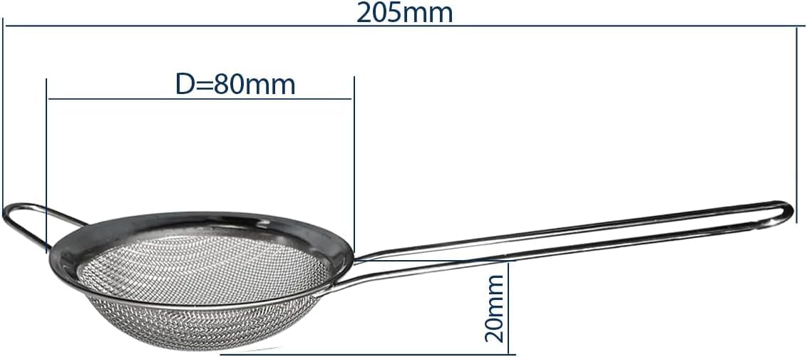 PARENCE.- Passoire à Maille Fine en Acier Inoxydable - Tamis de Cuisine de 8cm de Diamètre - Outil Essentiel pour la Cuisson et la Pâtisserie