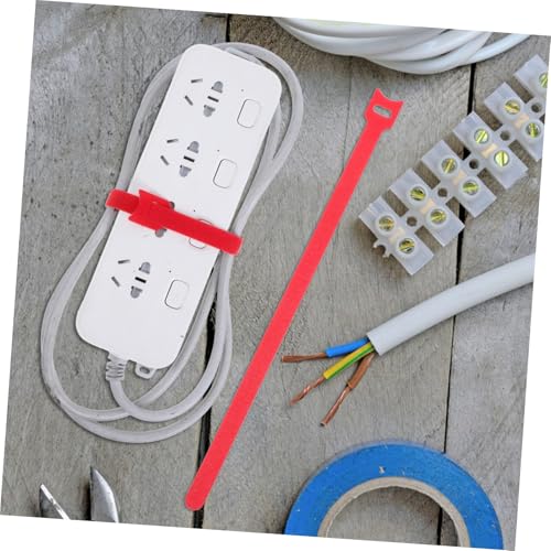 100 piezas de bridas de cable reutilizables rojas con gancho y bucle para organizar cables, correas autoadhesivas para administración de cables en el hogar y oficina miniatura 7