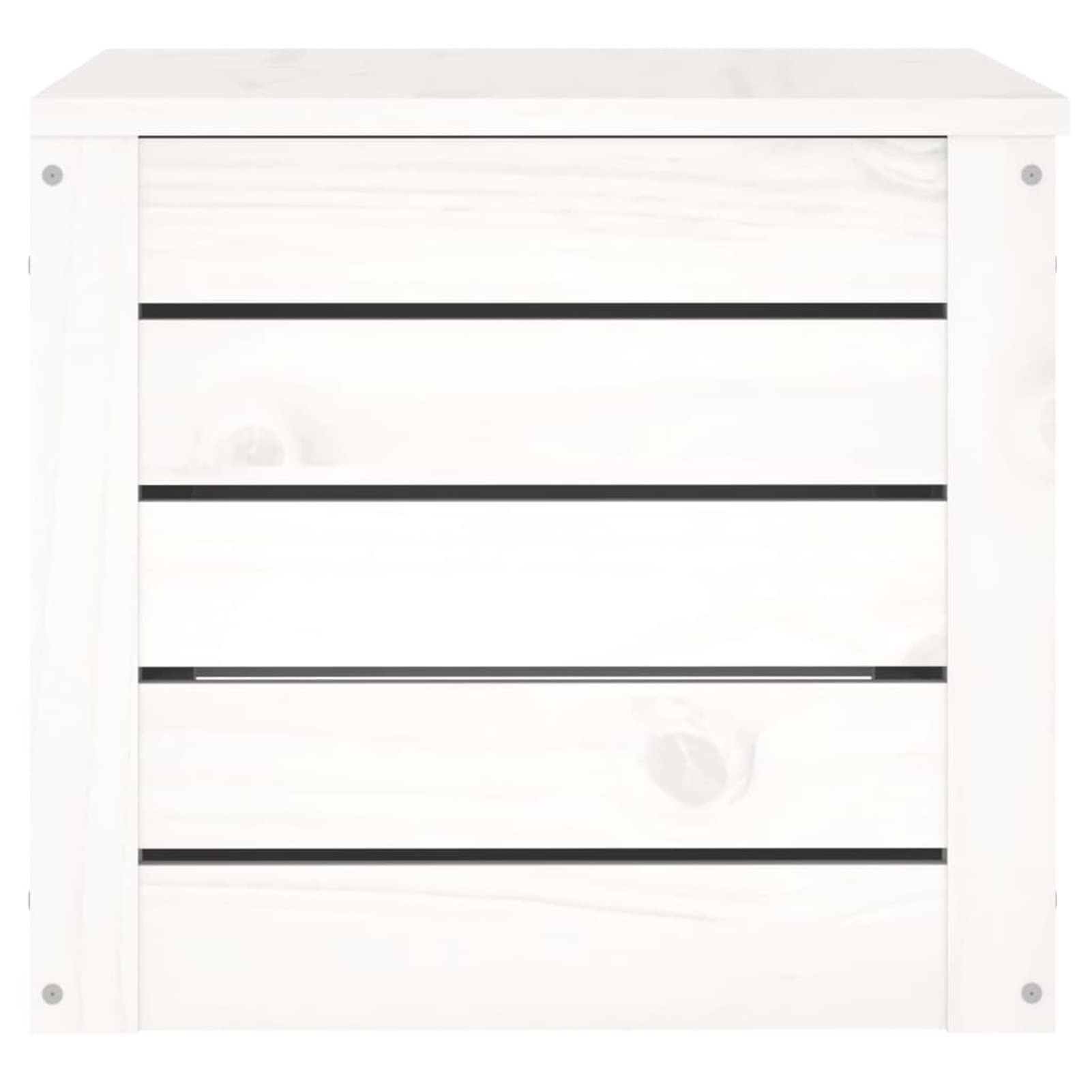 Gecheer Baúl de almacenaje Caja de almacenaje Arcón Exterior Baúl Organizador Cofre de Cojines Cajón,Cajón de Jardín Balcón Patio Terraza Madera Maciza de Pino Blanco 59,5x36,5x33 cm