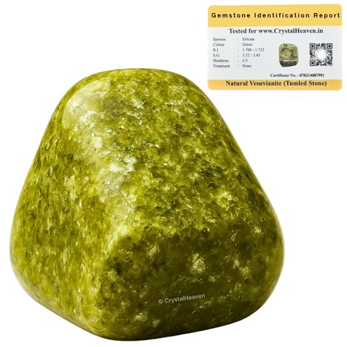 Image of Certified Vesuvianite Crystal Healing Tumbled Stone, Natural Polished Crystals for DIY Crafts, Manifestation, Meditation, Pooja Feng Shui and Reiki Healing (30 Grams)