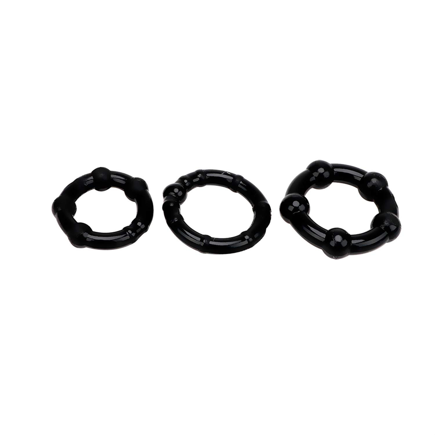 WZFEN Shop Bondage Toys Delay Funny Men Male Ring Products Lock Sleeve 3 Pcs/Set Silicone-Black-