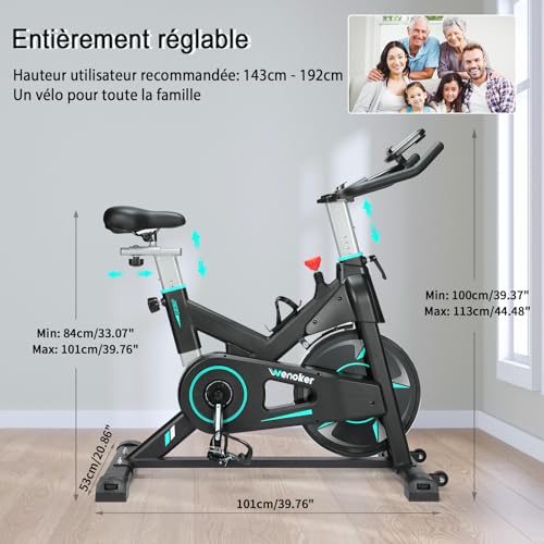 exercise bike, adjustable magnetic resistance, exercise bike with comfortable seat and screen, cardio exercise bike, load capacity of 160 kg