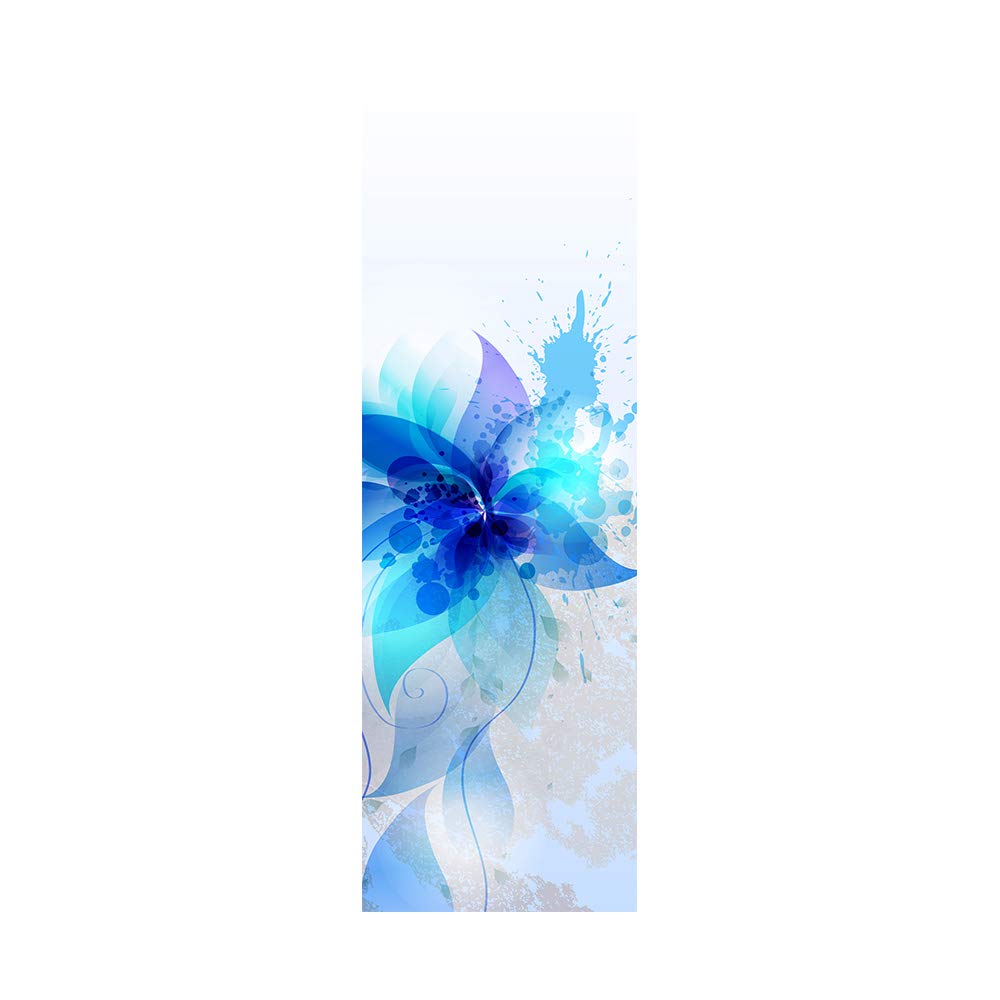 Fridge Stickers to Cover Full Doors 3D Blue Flower Self Adhesive Refrigerator Door Sticker Professional Vinyl Wallpaper 60X150CM