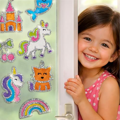 Image of Imagimake DIY Unicorn Jelly Stickers | 25+ Stickers - Paint, Peel & Stick | Glass Painting Activity Set with 15 Paint Tubes | Art and Craft Kit for Kids 3-6 Years | Birthday Gift for Girls Age 3+