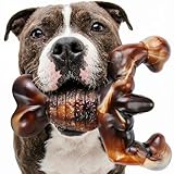 MOXIKIA Dog Chew Toys for Aggressive Chewers Almost Indestructible Dog Toys, Bacon Flavor, Tough Dog Bone Toys for Medium/Large Breed Dogs, Best Chew Toys to Keep Them Busy