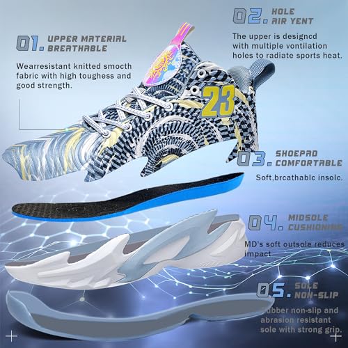 Image of Men's Basketball Shoes Fashionable Breathable Anti Slip Sports Shoes Outdoor Running Fitness Training Shoes