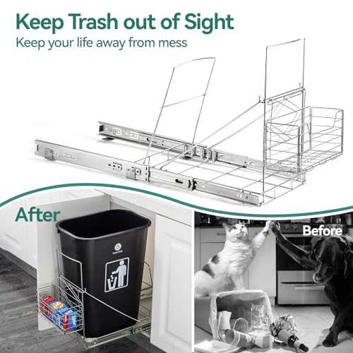 Pull Out Trash Can Under Cabinet,Adjustable Under Sink Trash Can Pull Out Kit with Removable Basket,Slide Roll Out Kitchen Trash Can Rack,Fit for Most 7-11 Gallon Garbage (Trash Can Not Included) by DOYOQI - Image 7