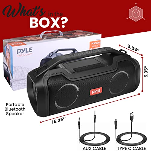 Pyle Wireless Portable Bluetooth Boombox Speaker - 40W 2Ch Waterproof Rechargeable Speaker Loud Stereo System W/ Google Assistant / Siri Voice Control, Tws Function, Micro Sd, Rgb Lights - Pbmkrg155 #TOP6