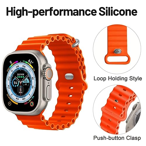 Pulseira oceânica compatível com Apple Watch Ultra de 49 mm, 45 mm, 44 mm e 42 mm, esportiva para Ap