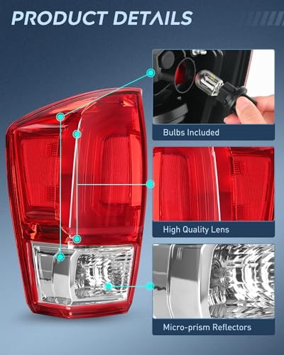 Image of Nilight Taillight Assembly Compatible with 2016 2017 2018 2019 2020 2021 2022 2023 Toyota Tacoma Rear Lamp Replacement OE Style Driver Side
