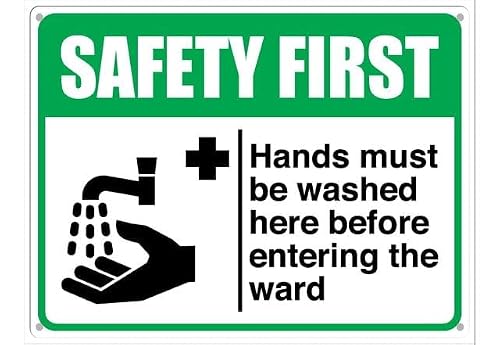 Hands Must Be Washed Here Before Entering The Ward Classics Wall Art for Cozy Decor for kitchen Cafe living Room Farmhouse Restaurant Chic Plaque Decorative Gifts Tin Sign 8x12 Inch