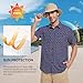 WARHORSEE Printed Fishing Shirts for Men UPF 50+ Breathable Stretch Mens Button Down Short Sleeve Hiking Casual Shirts,NavyAnchor,L