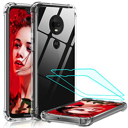 Moto G7 Case, LeYi Motorola G7 Case with Tempered Glass Screen Protector, Shockproof Crystal Clear Hard PC Bumper Slim Protective Phone Cover Cases for Motorola Moto G7 (Not Fit G7 Power/G7 Play)