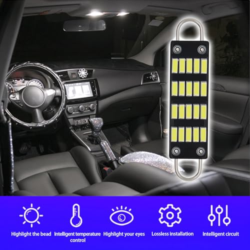 Flygun 4 PCS Car LED Reading Light, 44mm 4014 20SMD 12V PCB Board Double Ring Double Hook Lighting No Delay Car Roof Light, Multi-functional Lighting Accessories, Fitting for Most Car Models (White) - Thumbnail 3