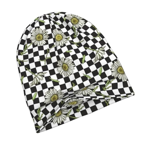 Daisy Beanie Chemo Hats for Women Men Daisies Flower Slouchy Cancer Headwear Stretchy Skull Cap Soft Knitted Hat Nightcap Floral Chemo Gifts — view 3