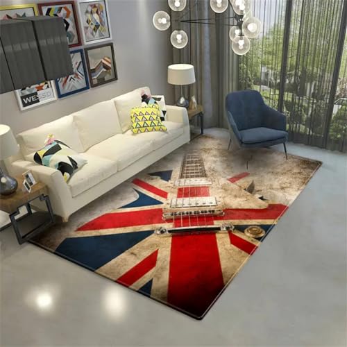 Tapis anti-dérapant drapeau britannique 3D doux et facile à nettoyer