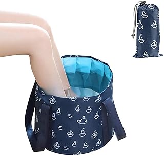 Zueyen Bassin pliable - Portable - Pour les pieds - Multifonctionnel - Étanche - Pour l'extérieur, les voyages, le camping, la randonnée, la pêche, la plage - 17 L - Bleu foncé