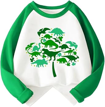 Kids St Patricks Day Shirt Boys Girls Saint Patricks Shamrock Clover Lucky Graphic Tees Toddler Long Sleeve Tops Green