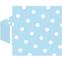 50pcs White Polka Dot Blue Napkins, Disposable 2-Ply Cocktail & Happy Birthday Napkins, Polka Dot Party Decorations for Wedding Baby Shower Birthday Bridal Party