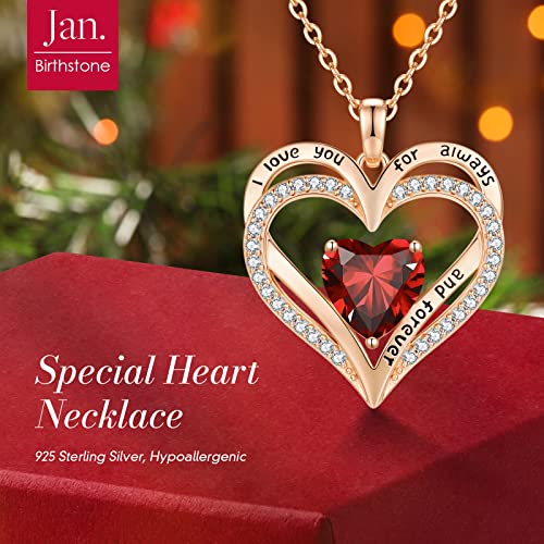 Cde Forever Love Heart Necklaces For Women Girls Rose Gold 925 Sterling Silver Birthstone Pendant Necklace With Cubic Zirconia Christmas Birthday Anniversary Valentine's Day Jewelry Gifts For Wife #TOP2