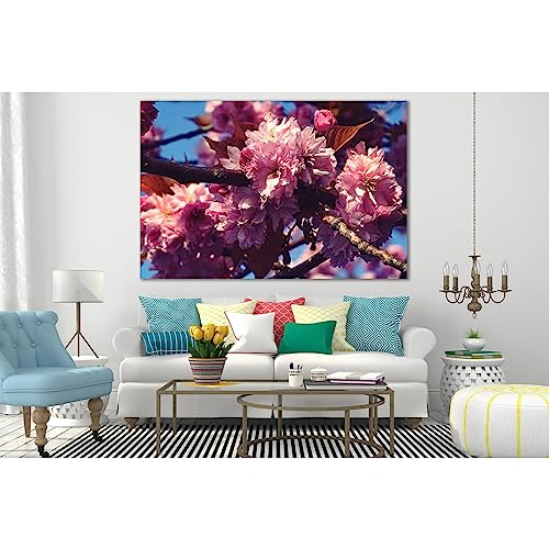 Cuadro Sakura Flowers SL522, lienzo decorativo de flores 120x80 cm para salones modernos