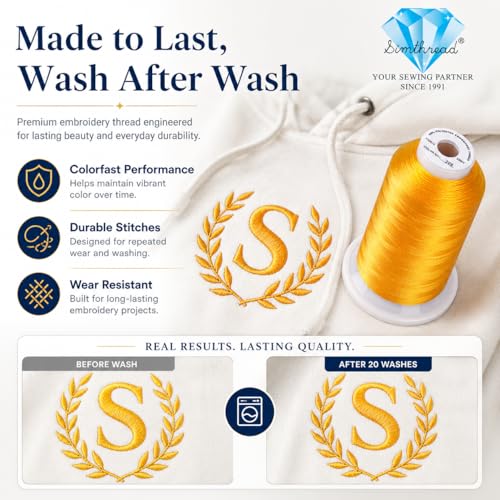 Image of Simthread 5000M 40WT Polyester Embroidery Thread, Orange 208 | 5000M 40WT polyester thread feeds smoothly for machine embroidery, monograms, logos, patches and quilting.