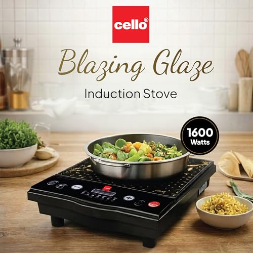 CELLO Blazing Glaze Induction Stove 1600 Watts Black | Safe & Reliable, Customized Preset Menu, 8 Stage Power Settings, Overheating Protection, Child Lock Protection | 1 Year Warranty view 2