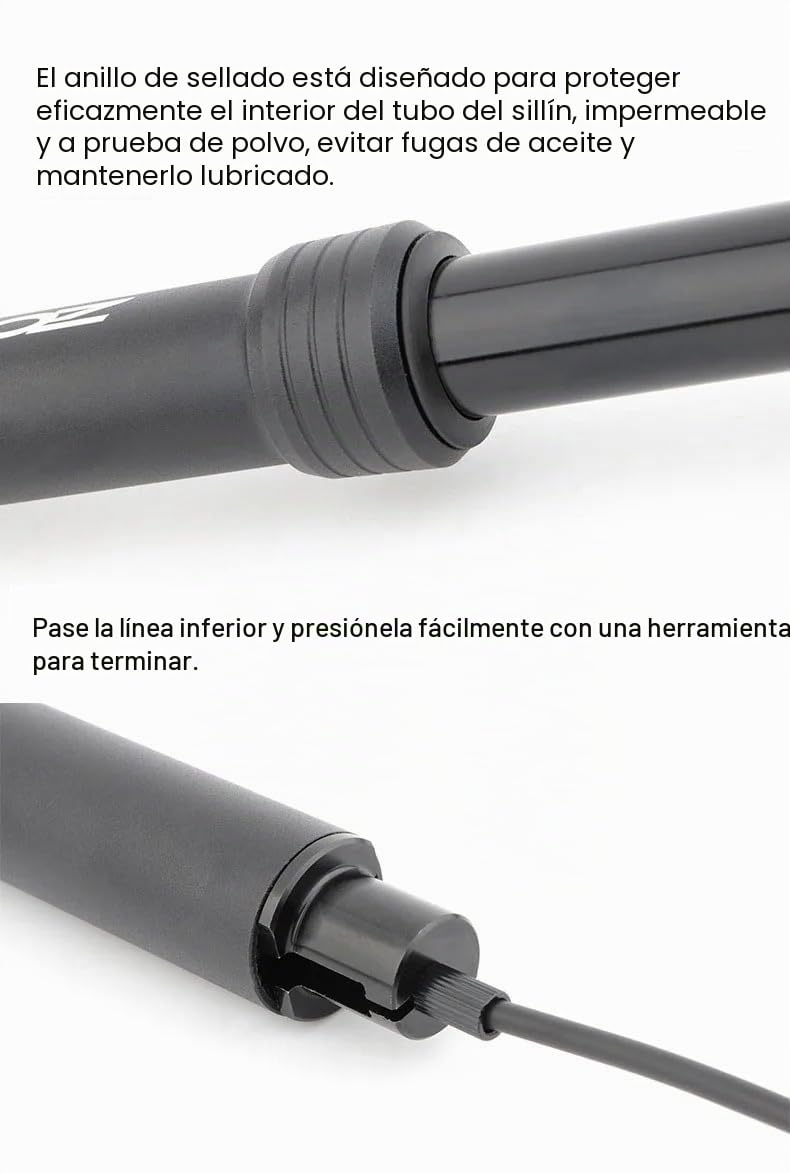 Tija Telescópica para Sillín 27,2/28,6/30,0/30,4/30,8/31,6/33,9mm, Viaje: 80mm Tubo de Sillín Hidráulico Control de Cable para Carretera, Bicicleta BMX