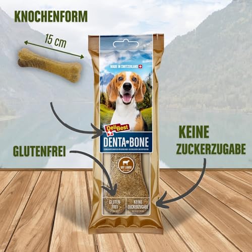 DeliBest DentaBone Lamm I Kauknochen Hund leicht verträglich ohne Gluten I Kaustange Hund für Zahnreinigung I Hundesnacks für groß und klein I Hundekauknochen 1 x 100 g
