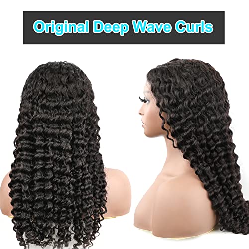Bly Glueless Wear And Go Lace Front Wigs For Women Deep Wave Curly Wig No Glue Ready To Wear 4X4 Lace Pre Cut Wig Pre Plucked With Baby Hair 180% Density Natural Hairline 22 Inch #TOP6