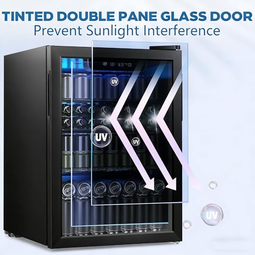 Image of Electactic 95 Cans Beverage Refrigerator, 26 Bottle Mini Fridge, 2.7 cu.ft Drink Fridge Digital Temperature Control for Bottled Beer, Soda,Water