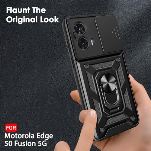 Image of AIBEX Back Cover for Motorola G96 5G / Motorola Edge 50 Fusion 5G | D10 Tough Armor Case | Sliding Camera Shield | 360 Protection | Kickstand Ring Holder | Military-Grade Shockproof Bumper Case