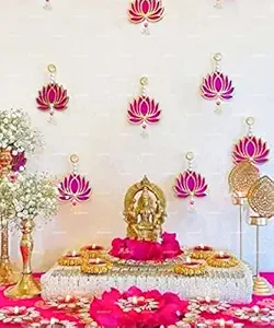 Divyakosh Handmade Wall Decor Lotus With Ball Style Hanging For Home Decor,Diwali Decor,Wedding And All Festival Decor (11 Pcs) | Expected Delivery/Transit Time 5 Days From The Date Of Order |, Grey