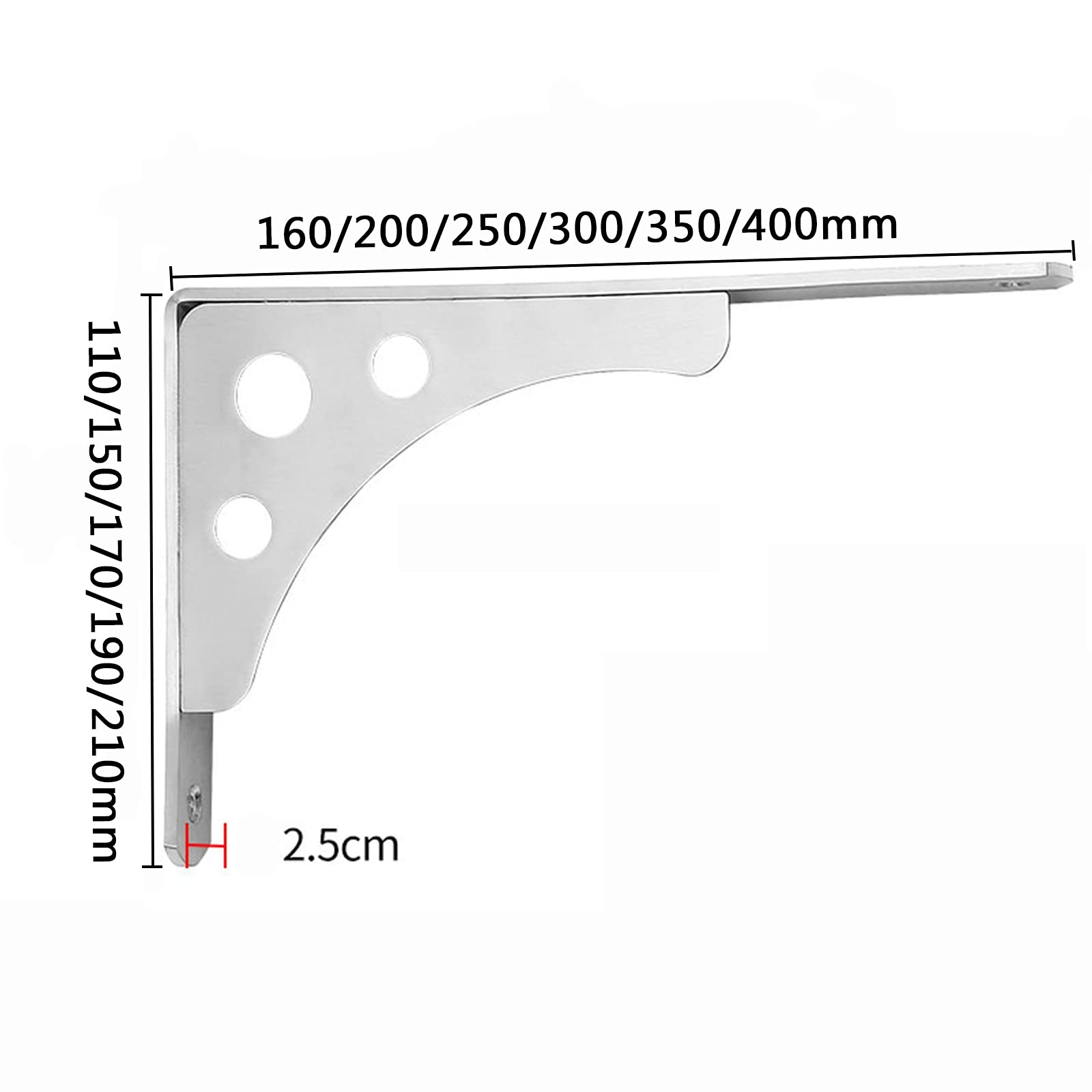 LIGUOYI 2Pcs Edelstahlregal-wandhalterung, 90 Winkel Halterung, Regal-Konsole, Rostfrei, Fach-Bodenträger Wand-Montage, Bodenträger Wandregal Mit Schrauben, Wandkonsole