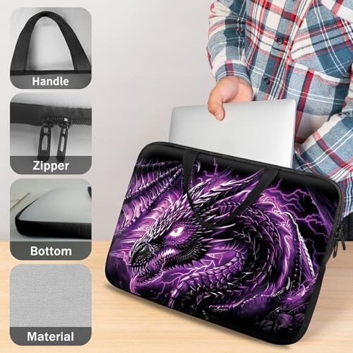 Slim Laptop Case Sleeve 11-12 inch with Handle and Zipper, Tablet Carrying Case Messenger Bag Portable Tote Bag for Men Women, Purple Dragon4
