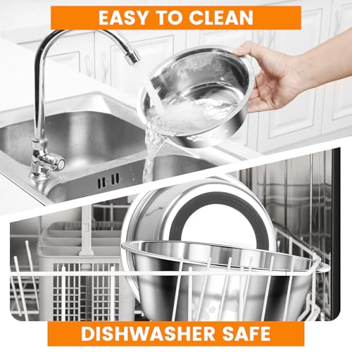 PETTOM 2 Stück Edelstahl Fressnapf Hund (1560 ML), Hundenapf Futternapf Hund Edelstahl mit Rutschfestem Silikonboden für Große, Mittelgroße Kleine Hunde, Spülmaschinengeeignet, M - 21 cm, Silber