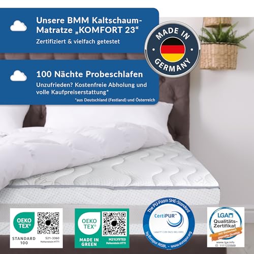 BMM Matratze 180x200cm Komfort 23 H4 extra fest/Kaltschaummatratze Öko-Tex...