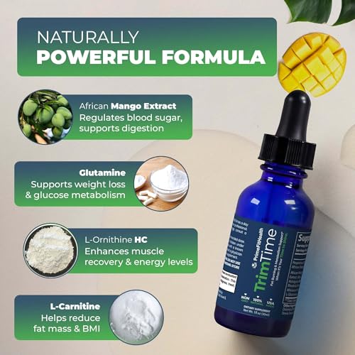 TrimTime – Advanced Weight Management Drops – African Mango & Maca Extract – Supports Metabolism, Curb Cravings & Boost Energy – Fast-Absorbing Liquid Formula – 1 fl oz