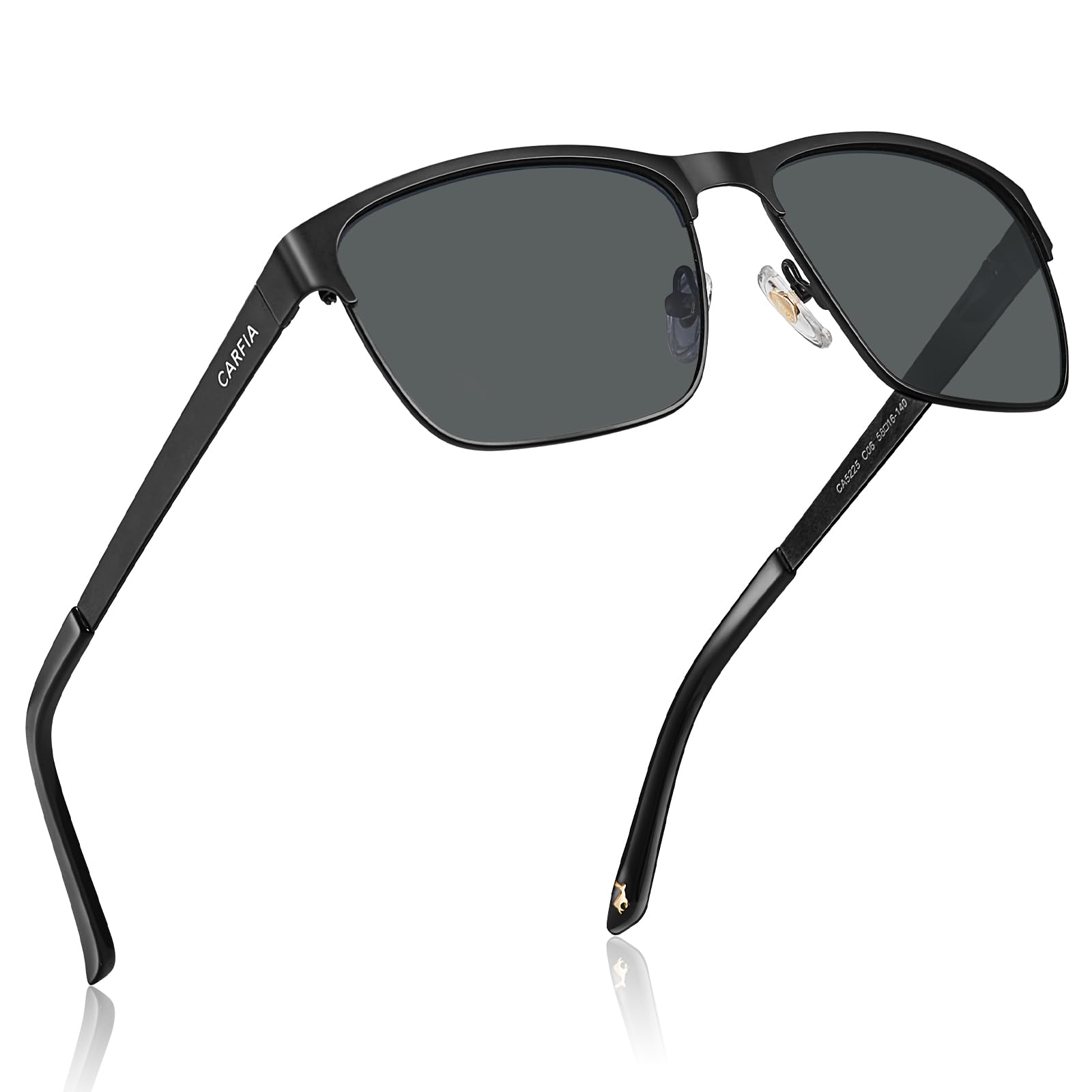 CARFIA Polarisierte Herren Sonnenbrille Metallrahmen UV 400 Fahrerbrille Sportbrille Kategorie 3