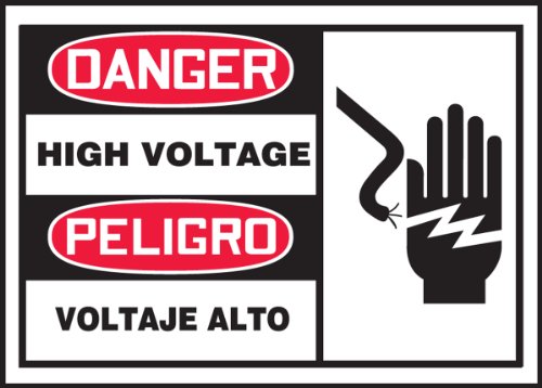 Étiquette danger haute tension adhésive pour prévenir le risque d'électrocution en usine