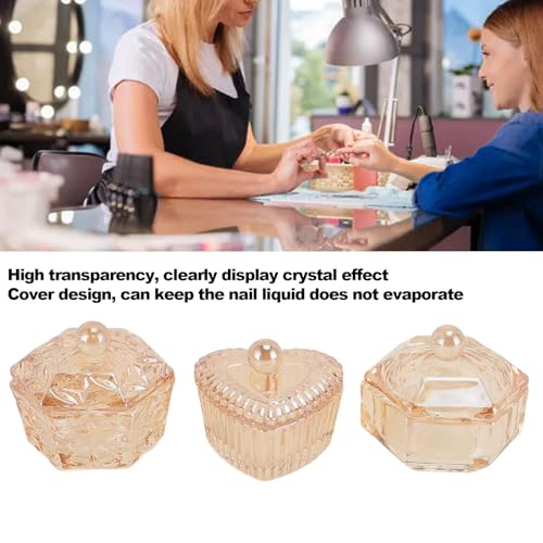 3 tazas de vidrio para acrílico uñas con tapa miniatura 3