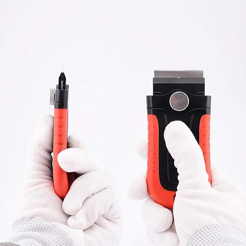 Vista 13 de Gomake Herramienta raspadora de hoja de afeitar con contenedor de almacenamiento de cuchillas, raspador de estufa de vidrio con 10 cuchillas