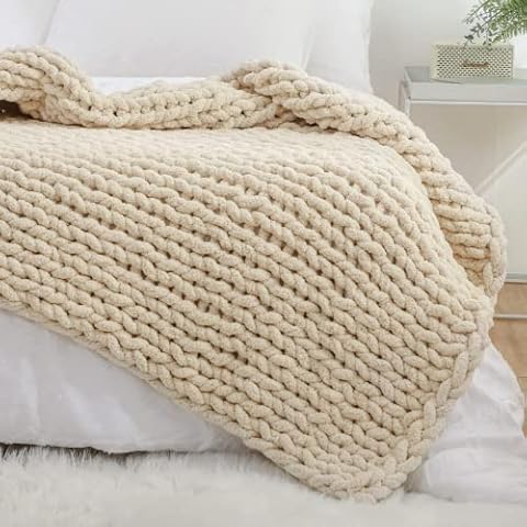 YAAPSU Chunky Knit Blanket Throw 51x63 Cover