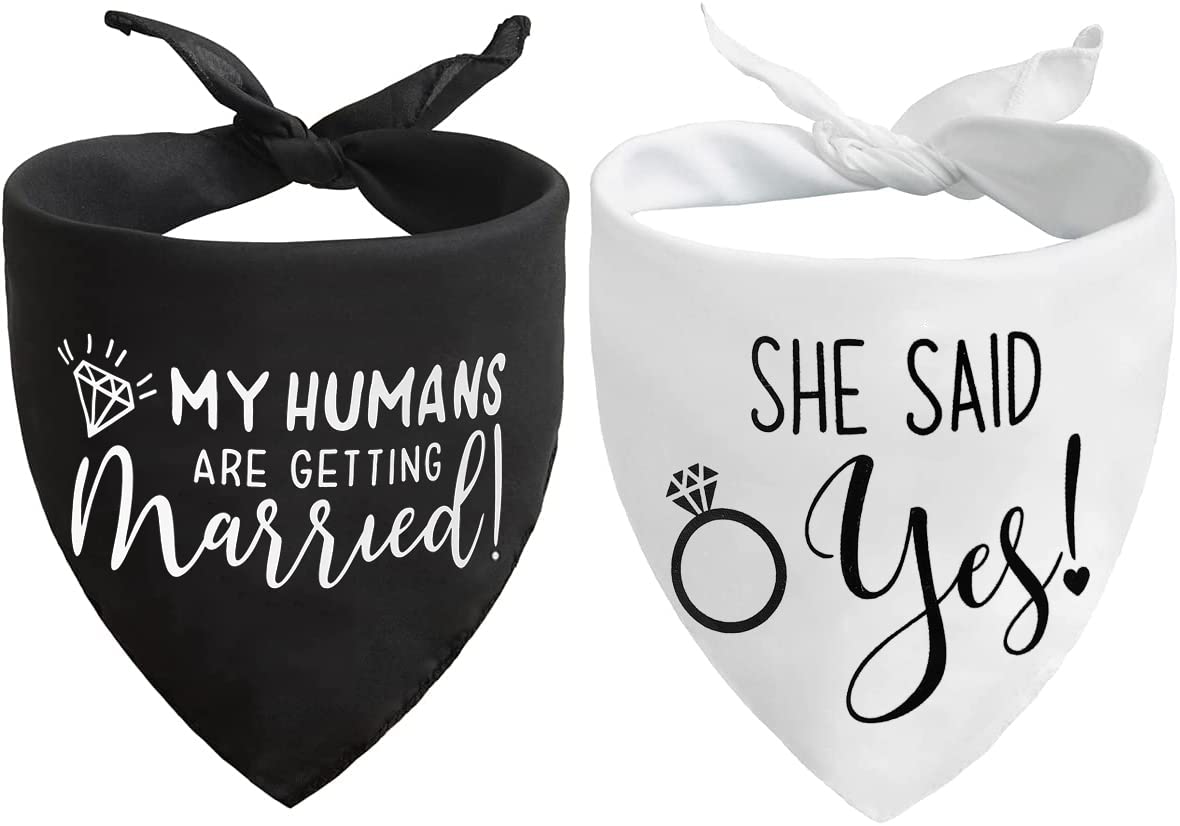 Engagement Gift, My Humans are Getting Married She Said Yes Dog Bandana, Engagement Announcement Dog Bandana, Dog Wedding Bandana, Engagement Photo Prop, Pet Scarf, Pet Accessories