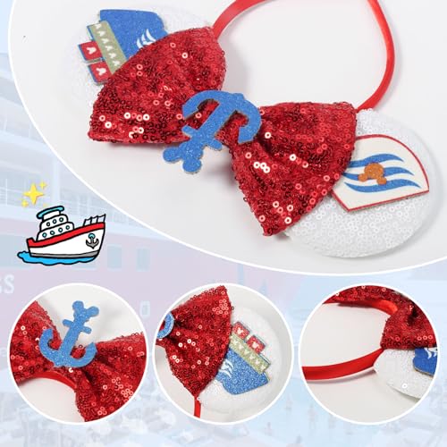 CANMIL Mouse Ears Headband, Sparkle Bow Headband for Women Girls Boys, Sequin Party Hair Accessories (Crusie) - Image 7