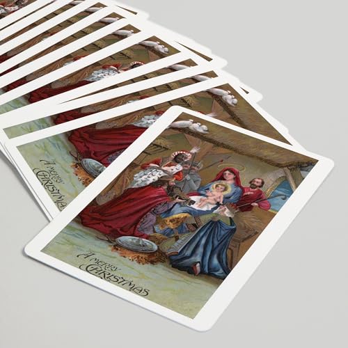 Baraja de cartas poker vintage escena navideña miniatura 5