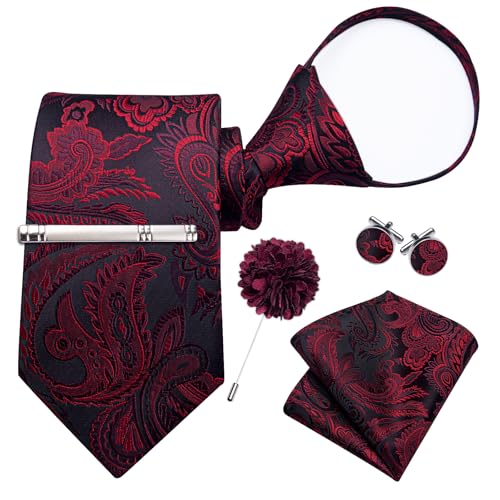 Image of DiBanGu Silk Zipper Ties for Men, Formal Pre-tied Necktie