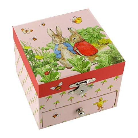 Lutèce Créations Beatrix Potter 20-861 Wooden Musical Jewellery Box with Rabbit Stone (Peter Rabbit) Menuet (W. A. Mozart) Cover
