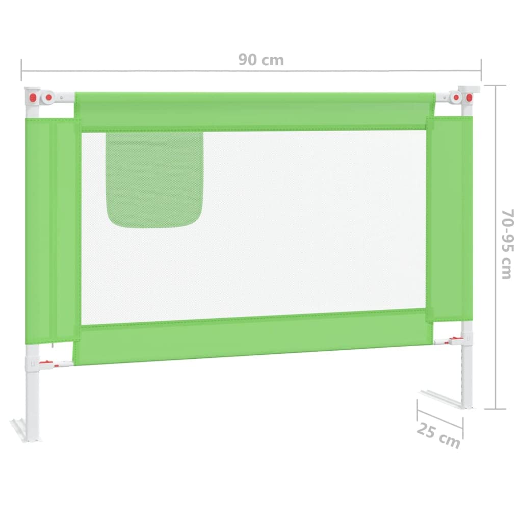 vidaXL Barandilla de Seguridad Cama de Niño Protección Cuna Bebé Guardería Dormitorio Habitación Protector Riel Barrera Tela Verde 90x25 cm